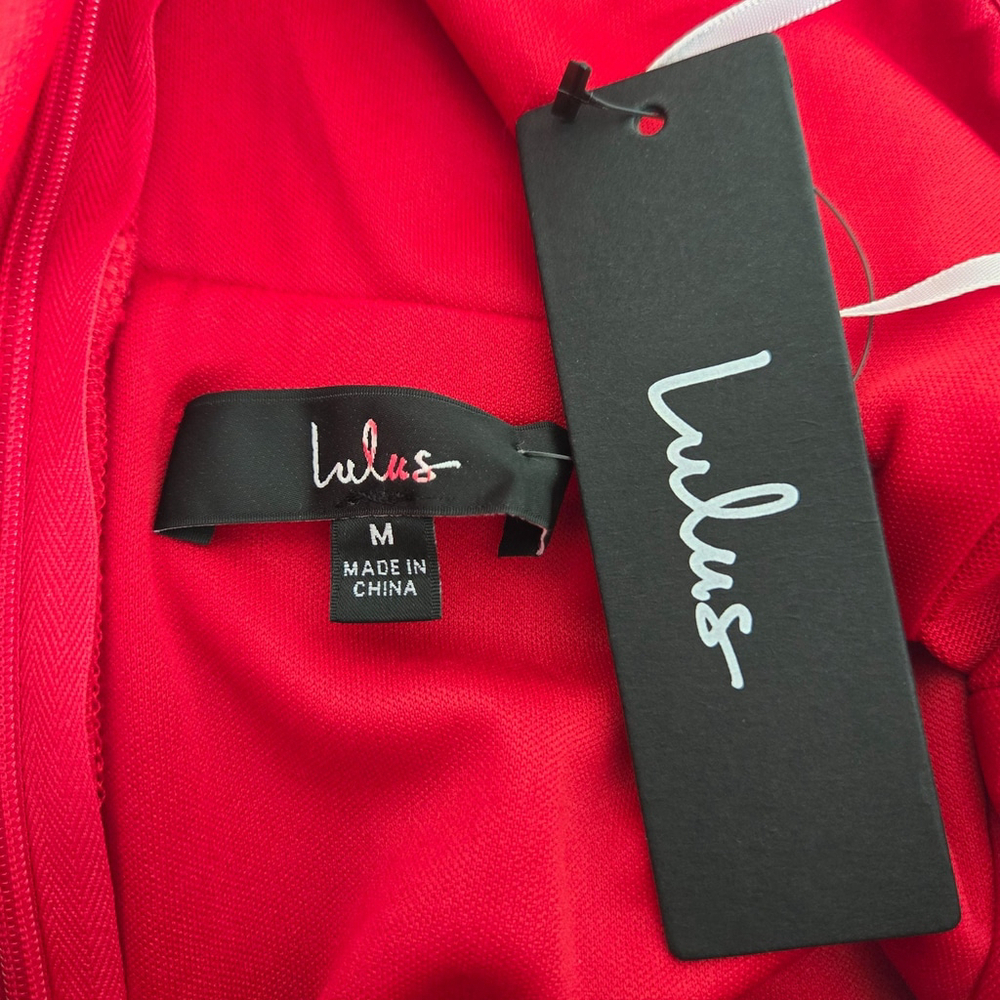 Lulus Womens Velvet Maxi Dress Size M Red Cocktail Glam Occasion Vamp Event NWT - Picture 5 of 8